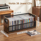 CD Storage Rack with Magnetic Door 2 Pack - Holds 76 Full Case CDs, Multi-Tier Desktop & Closet Display Stand for Video Games, Papers, Cards