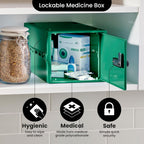 Lockabox One™ | Premium Medicine Lock Box | Medium Medication Lock Box With Code For Medicines, Vitamins & Supplements | External Size 12 x 8 x 6.6 inches (Medi Green)
