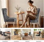 SyMax Dining Chairs Set of 2, Faux Leather Parson Dining Room Chairs, High-End Tufted Kitchen Side Chairs for Bedroom, Living Room, Gray