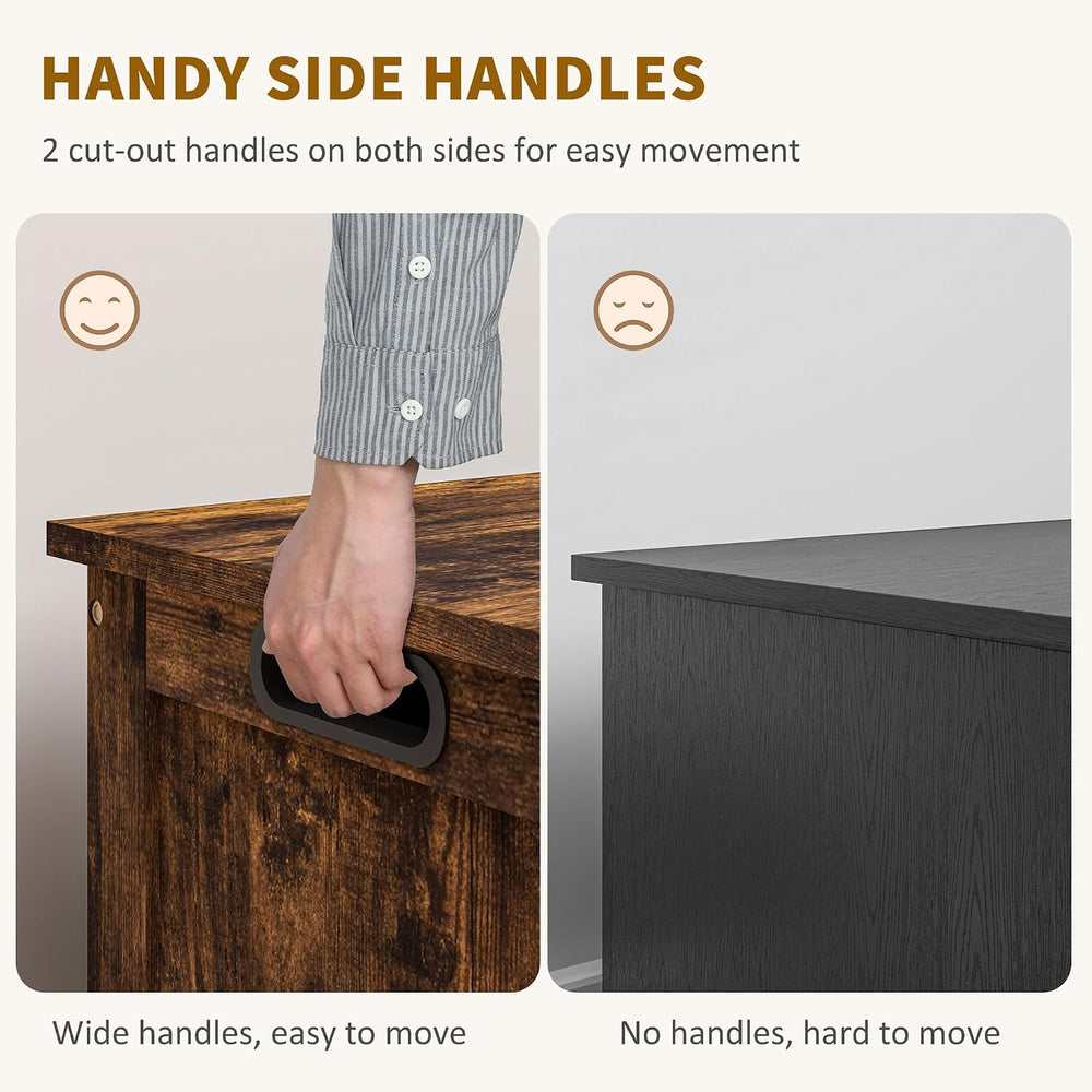 HOMCOM Storage Bench Cut-Out Handles 29.9" x 15.7" x 18.9" Rus...