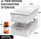 Simple Houseware 2 Tier Bathroom Organizer Tray Pull-Out Sliding Drawer, Under Sink Storage, White