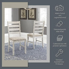 Signature Design by Ashley Skempton Modern Farmhouse Dining Room Chair, 2 Count, Ladderback Design, Wood, 17.75" W x 21.5" D x 38.63" H, White and Light Brown