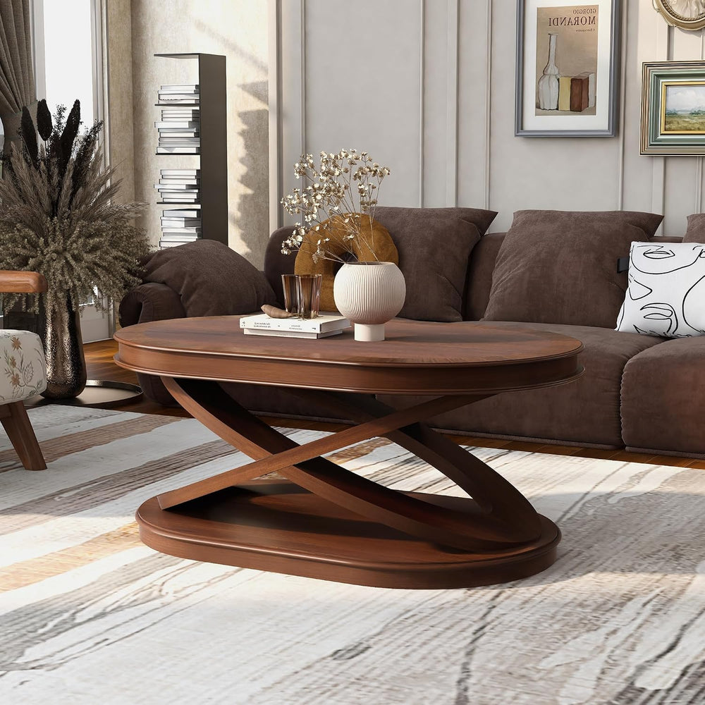 Retro Coffee Table Sets 3 s, Wood Living Room Table Set Include 44" Oval...