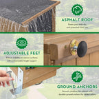 Outdoor Storage Cabinet, Large Wood & Metal Garden Shed with Foldable Table, Weather-Resistant Asphalt Roof, Lockable Doors & Adjustable Feet for Patio, Backyard, or Garage (47"L x 20"W x 70"H)