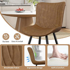 Dining Chair Set of 4 PU Leather Dining Room Chairs Upholstered Comfy Dining Chairs Modern Kitchen Armless Side Chair with Sturdy Metal Legs,Brown