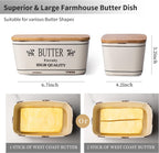 Hasense Farmhouse Butter Dish with Lid for Countertop, Vintage Butter Keeper Holder, Large Container for Fridge with Freshness Seal, Enhance Kitchen Decor, Holds Two Sticks of Butter, White