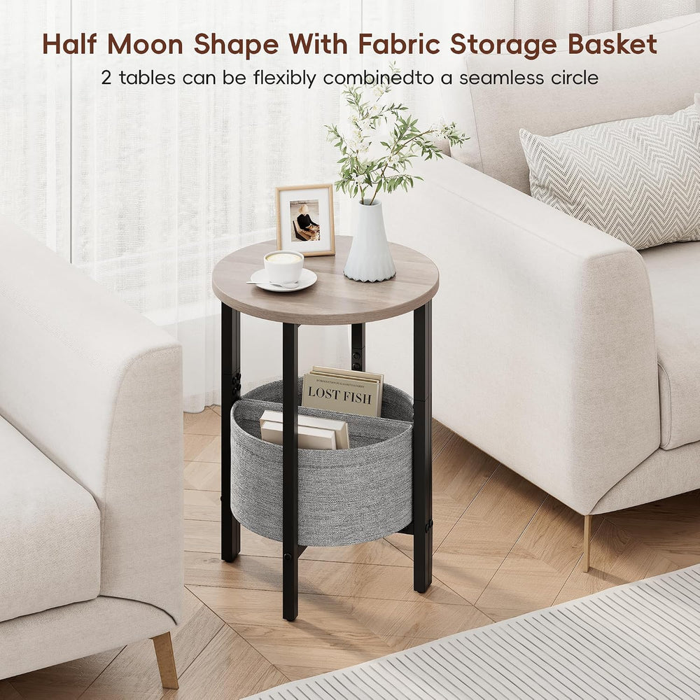 Vagusicc Small Round Side Table End Table, Tall Accent Table with Storage Bas...