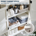 ACCOHOHO Over The Toilet Storage Cabinet, Farmhouse Bathroom Cabinet with Adjustable Shelf & Barn Door, 67" Tall Over The Toilet Shelf, Off White