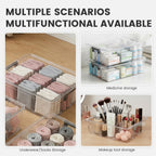 Socks Bra Underwear Drawer Organizer for Closet, 2 PCS Plastic Storage Box with 9 Removable Compartments and Lid, Clear Dresser Drawer Organizer Storage Container with Dividers for Sock Ties Belts