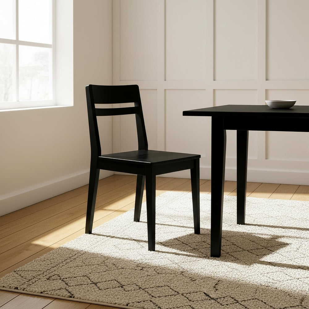 Grain & Grove Crew Dining Chair, Set of 2, Solid Rubberwood Frame, Engine...