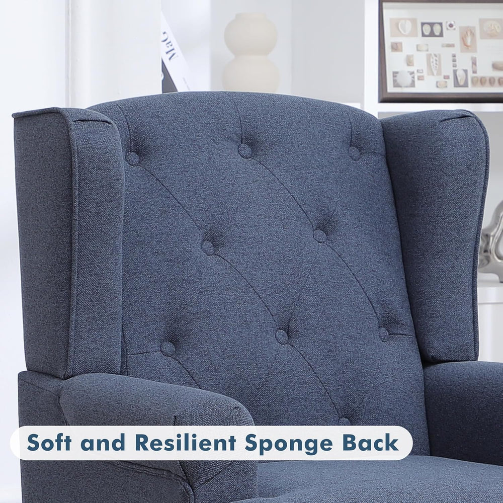 Accent Chair Set of 2, Mid Century Modern Fabric Wingback Chair, Upholstered ...