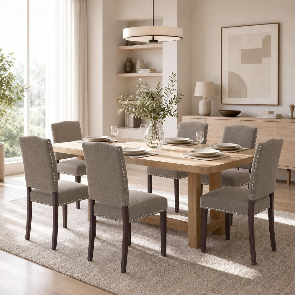 Upholstered Dining Chairs Set of 6 with Thickened Seat Cushion