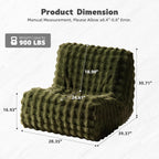 CAODOC Bean Bag Chair for Adults, Giant Oversized Fluffy Bean Bag for Fireside, Big Bean Bag Lounger Floor Chair for Home, Apartment, Gaming Venue, Dorm, Green