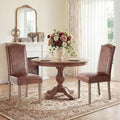 Upholstered Dining Chair Modern Stylish Parsons Kitchen Diner High Back with Silver Nailhead Trim & Wood Legs, Set of 2, PU Leather Dark Brown