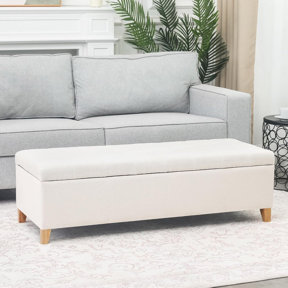 Asense Storage Ottoman Bench with Hinged Lid, Ottoman with Storage Footstool ...