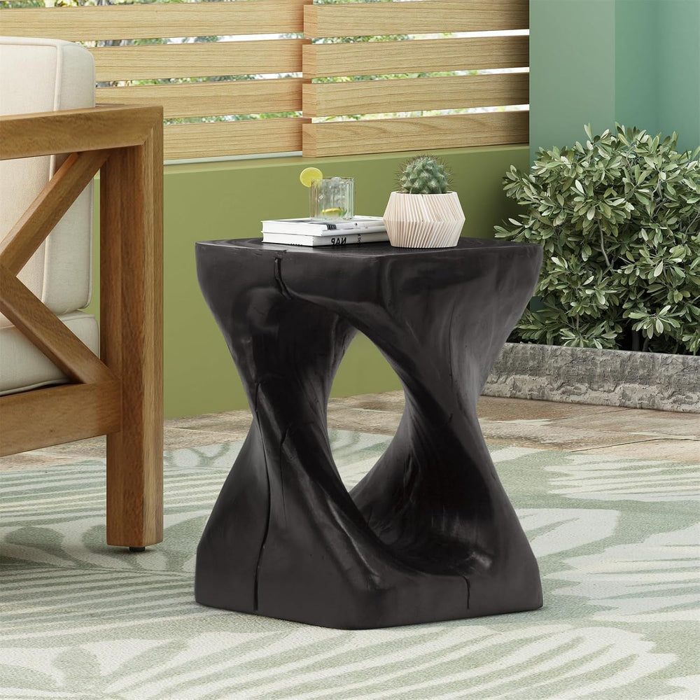Magnesium Oxide Side Table Outdoor Square End Table Indoor, Lightweight Concr...