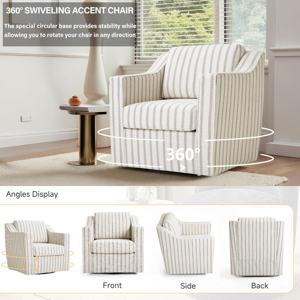 Swivel Accent Chair Set of 2, Fabric Upholstered Arm Chair for Living Room, M...