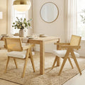 CHITA Rattan Dining Chairs Set of 2, Modern Dining Chair with 2.8inch Cushion, Rubberwood Frame Accent Chairs for Dining Room/Kitchen/Living Room, Oak