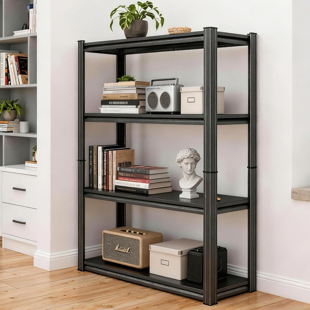 4-Tier Corner Shelf, Corner Bookshelf, Industrial Metal Storage Shelving Unit...