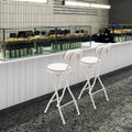 2PCS Folding Bar Stool with Back,Cushioned Padded Folding Stool,Tall Foldable Stools,Portable Bar Collapsible Stools for Kitchen Island,Restaurant,Cafe Shop (White)