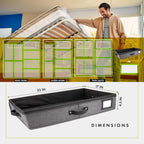 HOMELUX THEORY 2pc Low Profile Under Bed Storage Containers, Thin Under Couch Storage Organizer with Bins & Lids, Underbed Storage Box Ideal for Seasonal Clothes, Blankets, Fabric & Shoes (Dark Gray)