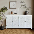 Mid-Century Accent Cabinet with 4 Doors, Rustic Sideboard Pantry Cabinet, for Home Decor,for Kitchen Home