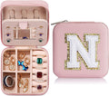 Parima Small Initial Jewelry Box for Girls - Travel Organizer Case With Letter O, Pink