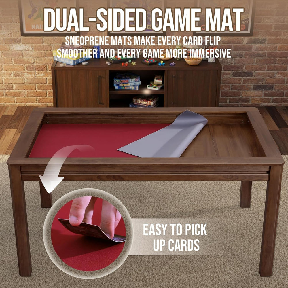 63" Solid Wood Board Game Table for Gaming/Dining, Removable Top | Gamin...