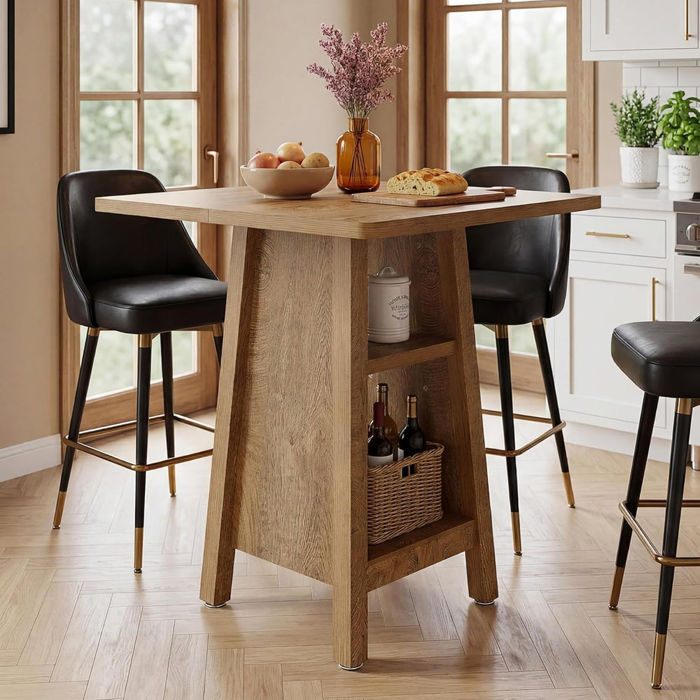 Tribesigns Kitchen Island with Storage, 3-Tier Square Counter Height Island T...