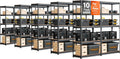 HOMEDANT 5 Tier Storage Shelves Adjustable Laminated Boltless Garage Metal Shelving Unit Heavy Duty Utility Rack Shelf Warehouse Pantry Closet Kitchen (10, (M) 35.9" W, Black)