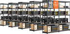 HOMEDANT 5 Tier Storage Shelves Adjustable Laminated Boltless Garage Metal Shelving Unit Heavy Duty Utility Rack Shelf Warehouse Pantry Closet Kitchen (10, (M) 35.9" W, Black)