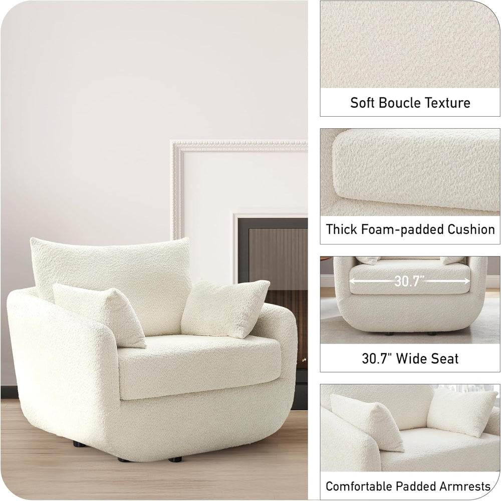 360° Swivel Accent Armchair Set of 2, 39.3" Oversized, Sherpa Boucle Fab...