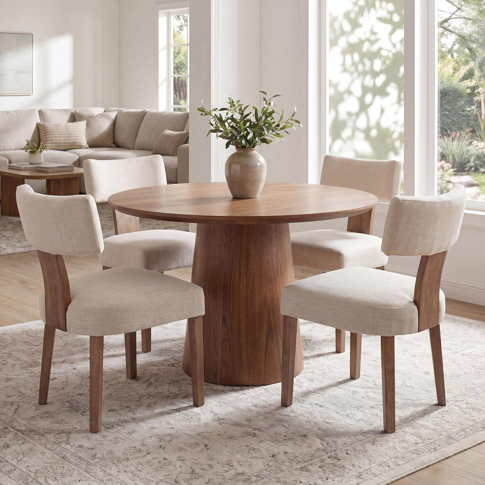 VESCASA Mid Century Modern Dining Chairs Set of 4, Upholstered Linen Dining R...