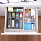 WuGeShop Office Desk Drawer Organizer, 5 Compartments Mesh Drawer Organizer Tray for Storage Art Supplies, Stationery, Black