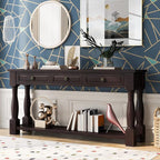 Merax 64" Classic Wood Console Table with Drawers and Bottom Shelf for Entryway Hallway Living Room (Espresso)