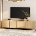 WAMPAT Modern TV Stand for 32-75 inch TVs, Wood Entertainment Center with Storage Cabinets, Media TV Console Table for Living Room, Oak