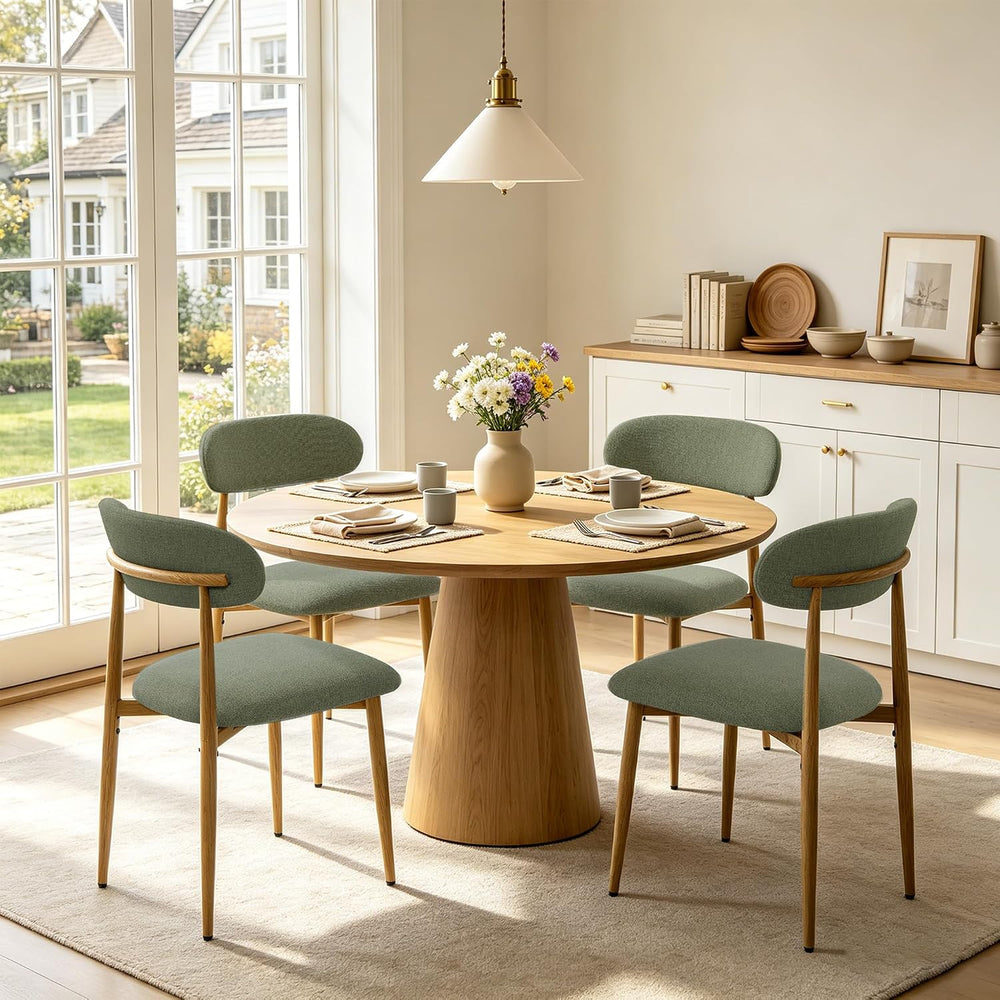FREKEN Modern Upholstered Dining Chairs Set of 4, Mid-Century Metal Frame wit...
