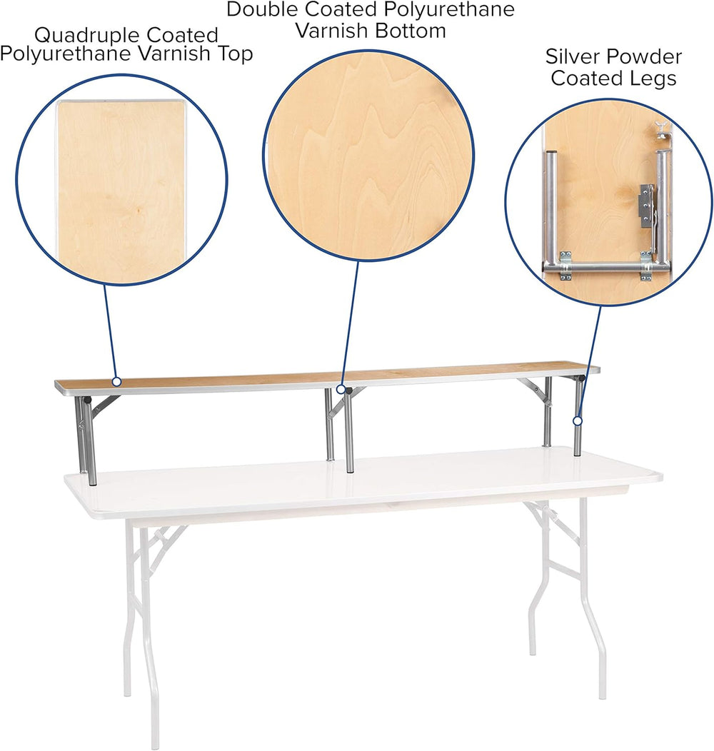 EMMA + OLIVER 72" x 12" x 12" Birchwood Bar Top Riser with Sil...