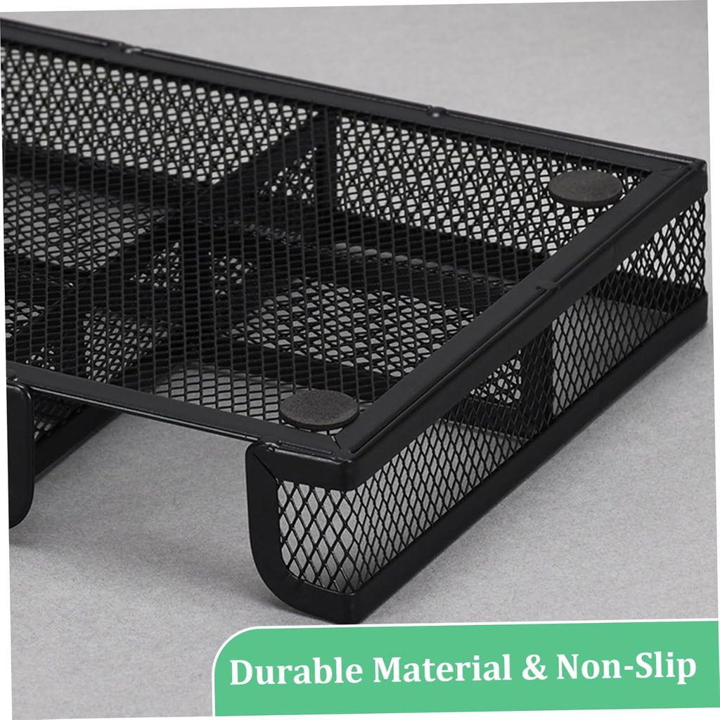 Desk Drawer Organizer Tray 6 Compartment Mesh Organizers 11x6x1.4" Small Metal Pencil Organizer Pen Pencil Tray for Home Office School Supplies Desktop Desk, Drawer org