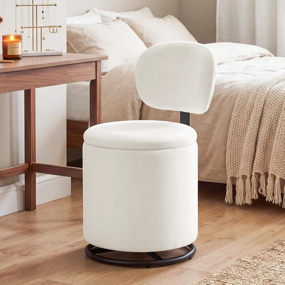 LIVELYGLOW Velvet Vanity Chair with Independent Backrest, 360° Swivel Makeup ...