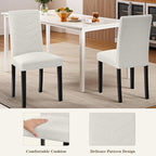 VECELO Upholstered Dining Chairs Set of 4, Fabric Wood Legs High Back for Kitchen Living Room, Beige