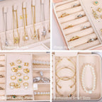 KCY Travel Jewelry Organizer Box for Women Girls, Small Travel Jewelry Case, PU Leather Portable Jewellery Storage Boxes Display Holder for Ring Earrings Necklace Bracelet Bangle, Gifts, Pink