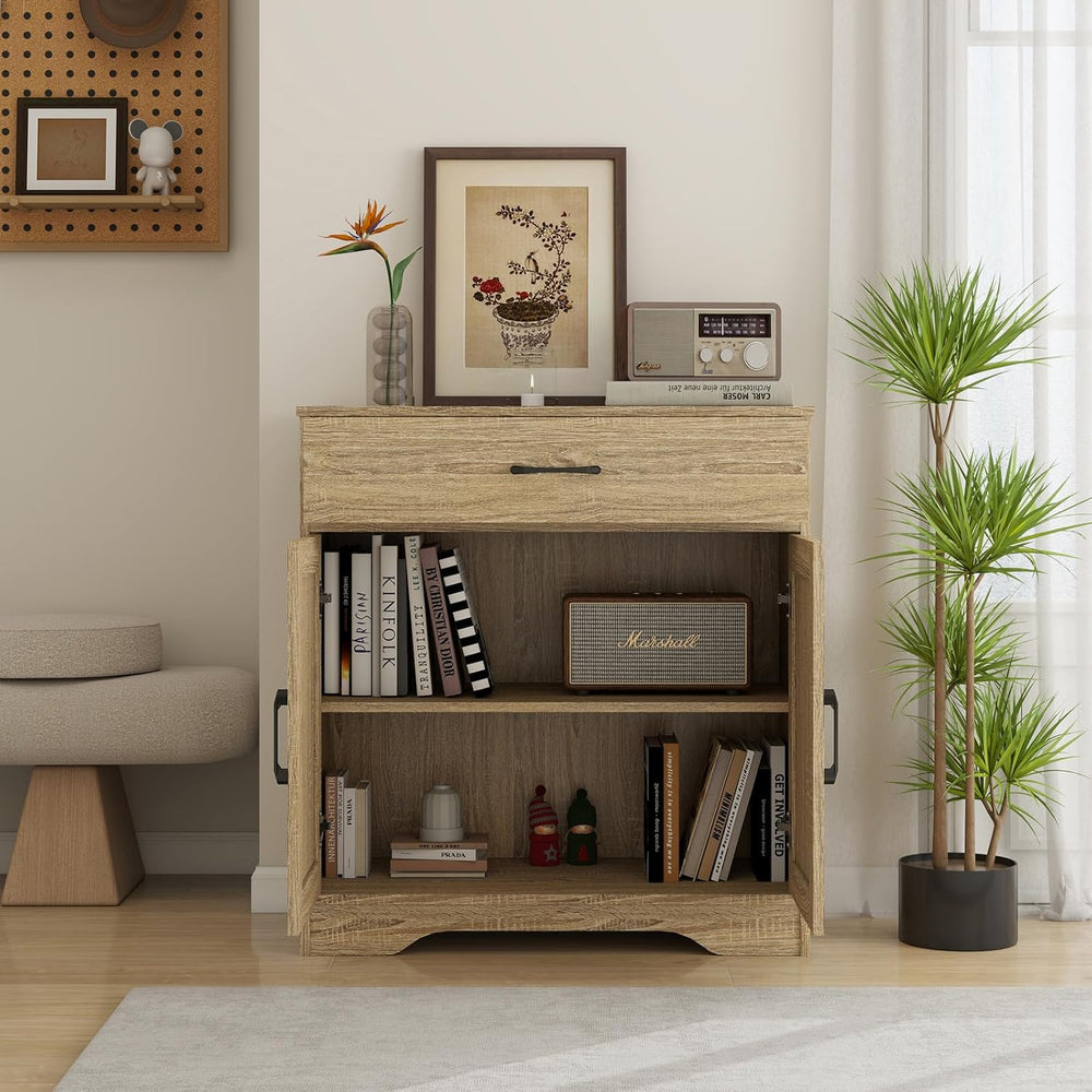 Panana Wooden Cabinet 1 Drawer and 2 Doors Storage Cupboard Coffee Bar Sidebo...