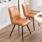Dining Chairs Set of 4, Modern Dining Chairs with Thick Cushions, PU Leather Upholstered Kitchen Dining Room Chairs with Metal Legs for Dining Living Room (Caramel)