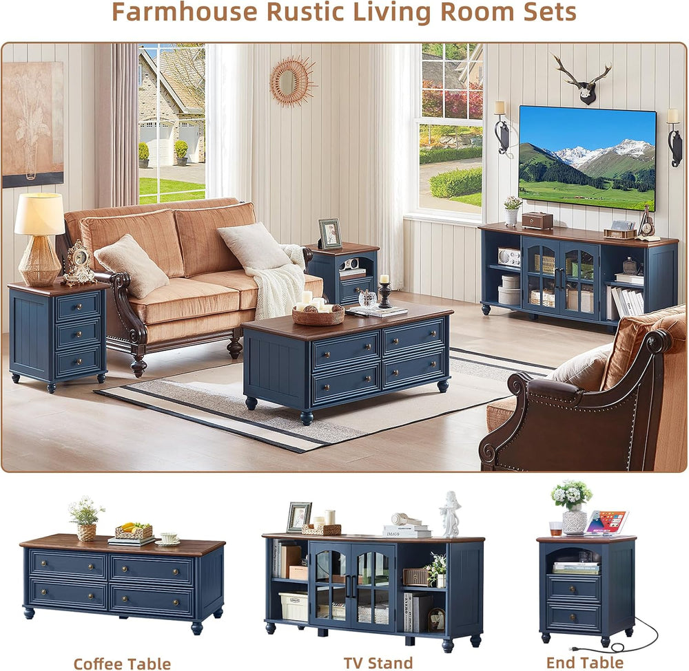 RWYHG Farmhouse TV Stand for 60 in TV, Entertainment Center for Living Room |...