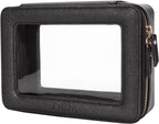 Aveniee Clear Makeup Bag Organizer, Portable Travel Toiletry Cosmetic Bag Case for Women, Heavy Duty Clear Pouch with zipper with Transparent Vinyl Windows & Gold Zippers(Black)