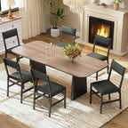 Dining Chairs Set of 6, Upholstered Modern Dining Room Chairs with Ergonomic Backrest, MDF Board and Metal Legs, Fabric Kitchen Chair for Dining, Kitchen and Living Room, Easy Assembly, Black