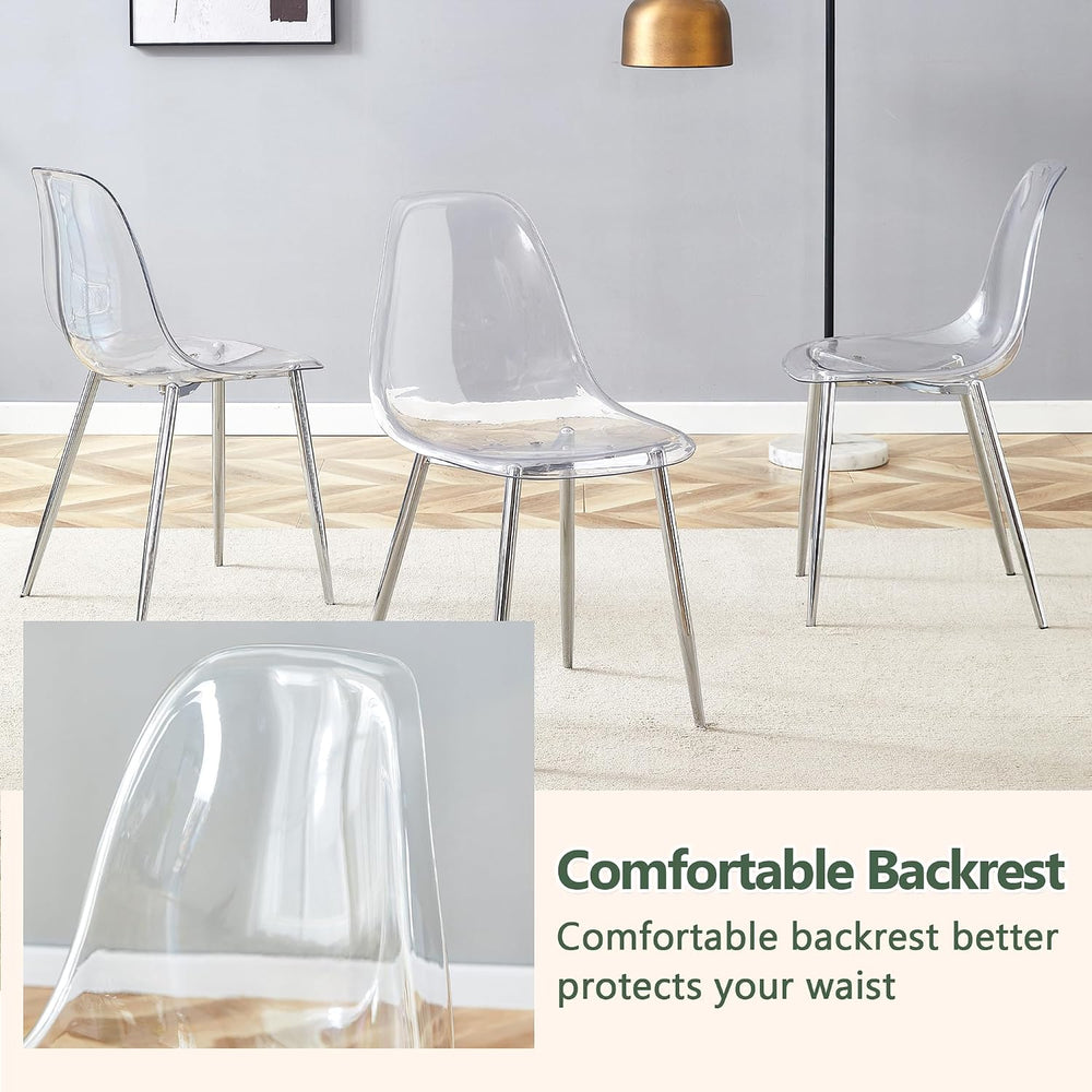Clear Acrylic Dining Chairs Set of 4, Armless Modern Side Chairs with Transpa...