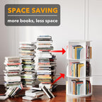 SpaceAid 3 Tier Rotating Bookshelf Tower, Spinning Bookcase Lazy Susan, Revolving 360 Book Shelf Storage Round Carousel, Vertical Rotate Turning Spiral Corner Organizer, White