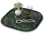 Vanity Decorative Tray, 12" x 12" Green Marble Pattern Perfume Tray, Bathroom Tray Countertop Organizer for Soap Towel, Jewelry, Candle